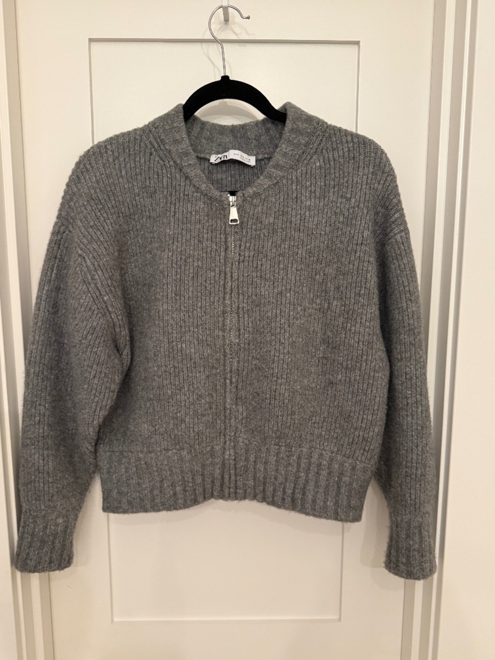 ZARA - Front Zip Grey Sweater